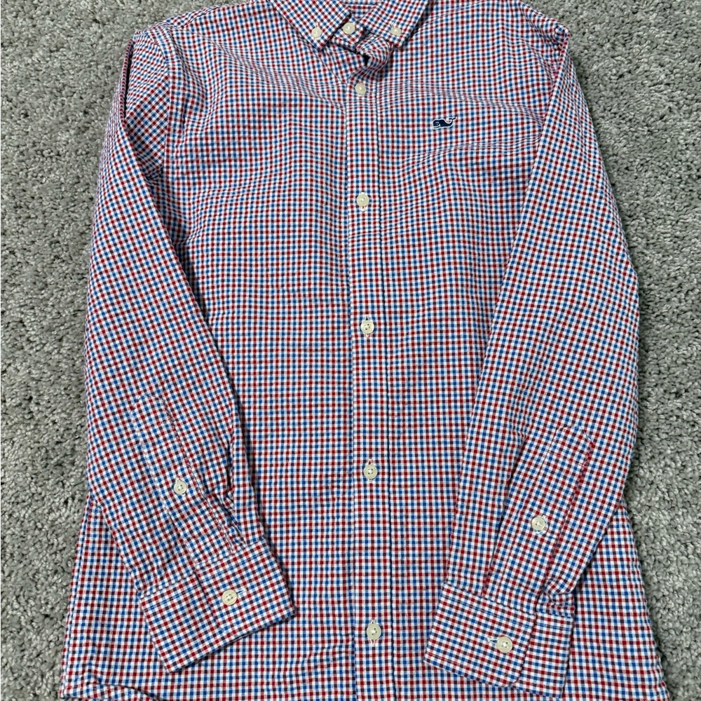 Vineyard Vines Red and Blue Casual Button Down Shirt